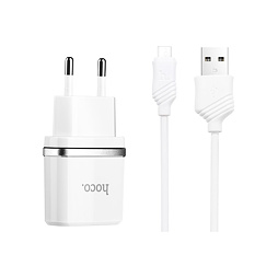 Nabíječka Hoco C12 Dual Micro USB (5V / 2,4A) (Bílá)