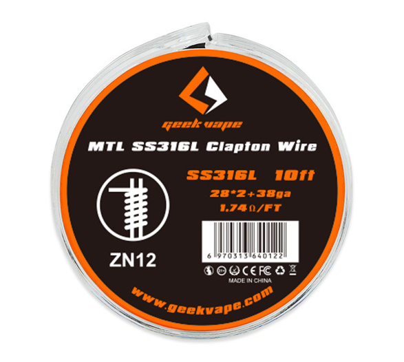 MTL Clapton SS316L - odporový drát 2x 28GA + 38GA (3m) - GeekVape