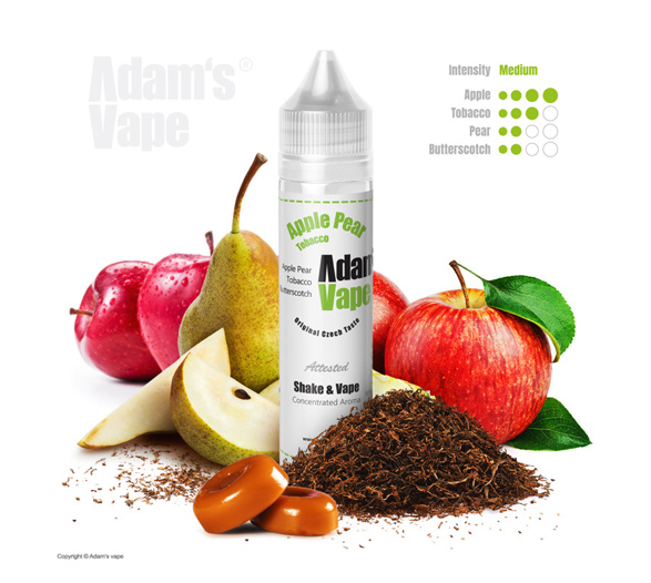 Příchuť Adams vape S&V: Apple Pear Tobacco (Šťavnatá jablka v karamelu s tabákem) 12ml