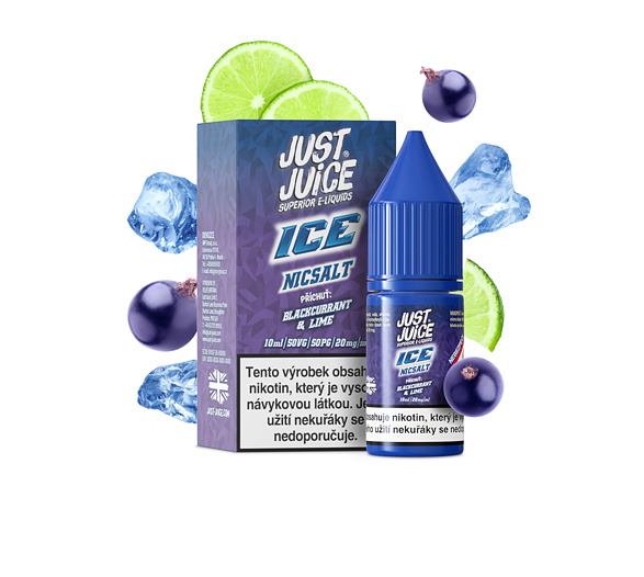 Just Juice Salt ICE Blackcurrant & Lime (Ledový černý rybíz & limetka) 10ml