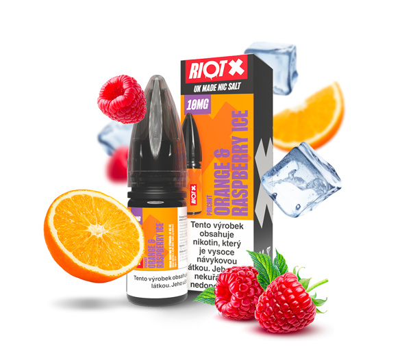 RIOT X Salt Orange & Raspberry Ice (Ledový pomeranč a malina) 10ml