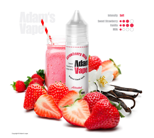 Příchuť Adams vape S&V: Strawberry Milk (Vanilkovo-jahodové mléko) 12ml