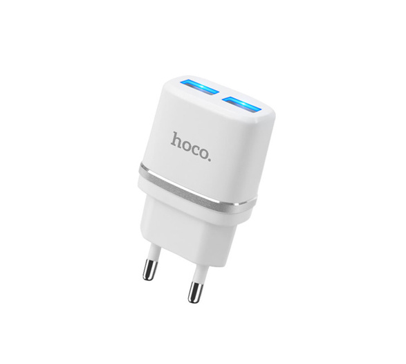 Nabíjecí adaptér do sítě Hoco C12 Dual USB (5V / 2,4A) (Bílý)