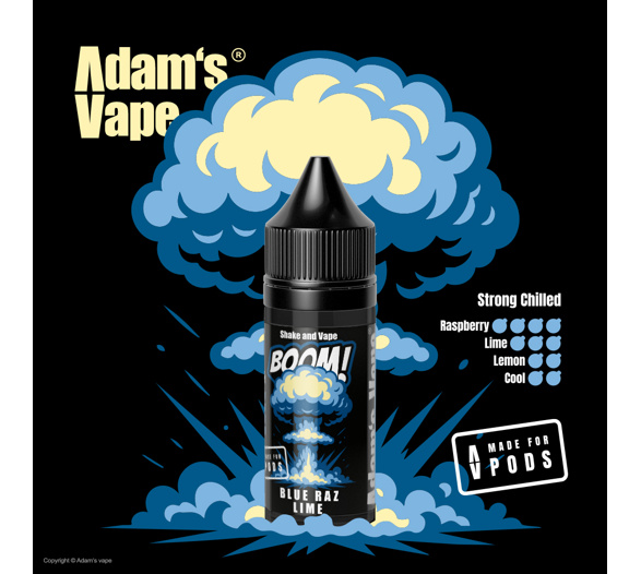 Příchuť Adam's Vape Boom S&V: Blue Raz Lime (Chladivá modrá malina s citrusy)